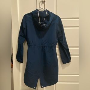 Navy Madewell hooded anorak jacket, size small, gingham detail